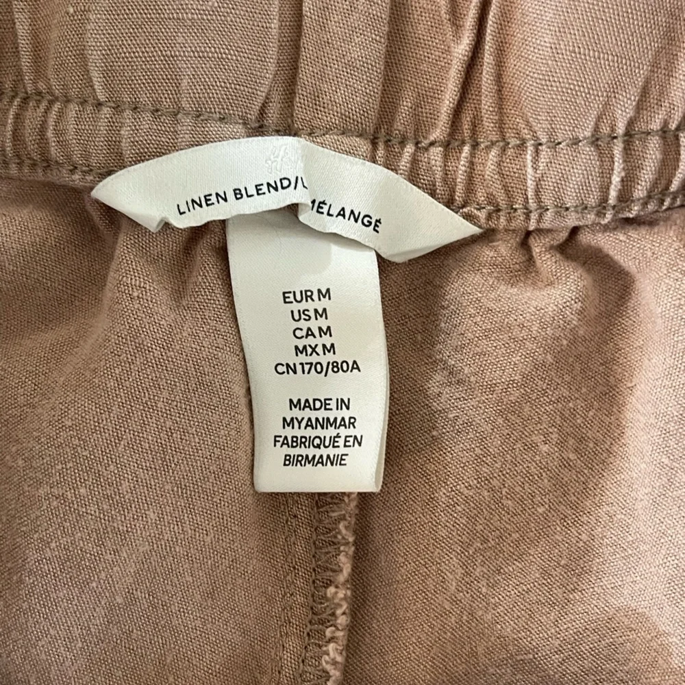 H&M Women’s Capri Linen Boho Blend Casual Pants in Light Brown size medium